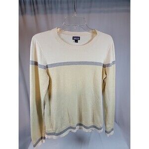 Patagonia Women's Andri Crew Pullover Knit Sweater Beige Stripe 53470 Small